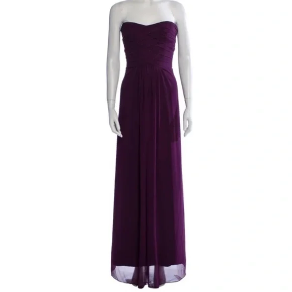 Monique Lhuillier Strapless Chiffon Gown Purple 12 - Picture 15 of 15